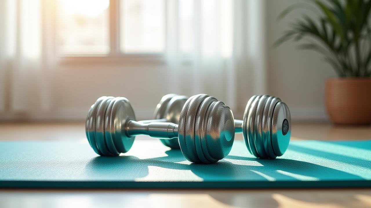 Adjustable dumbbell set in a clean, modern Melbourne home gym setting